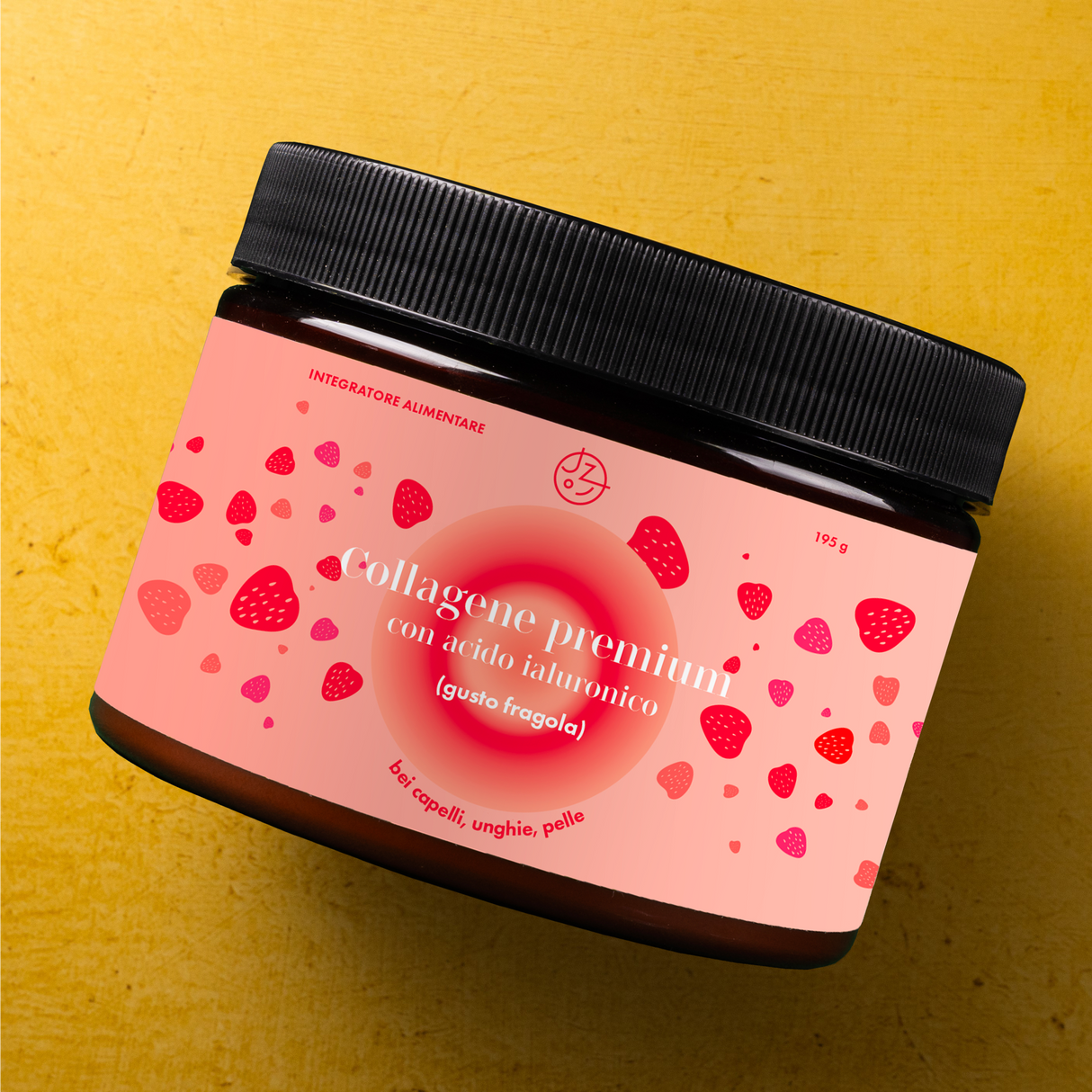 Collagene premium con acido ialuronico, vit. C e 8 sostanze per splendidi capelli, unghie, pelle (gusto fragola) 🍓