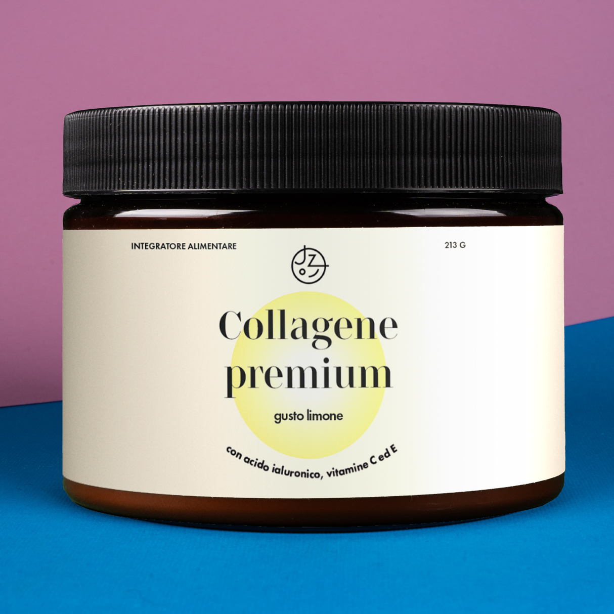 Collagene premium con acido ialuronico e vitamina C ed E (gusto limone)
