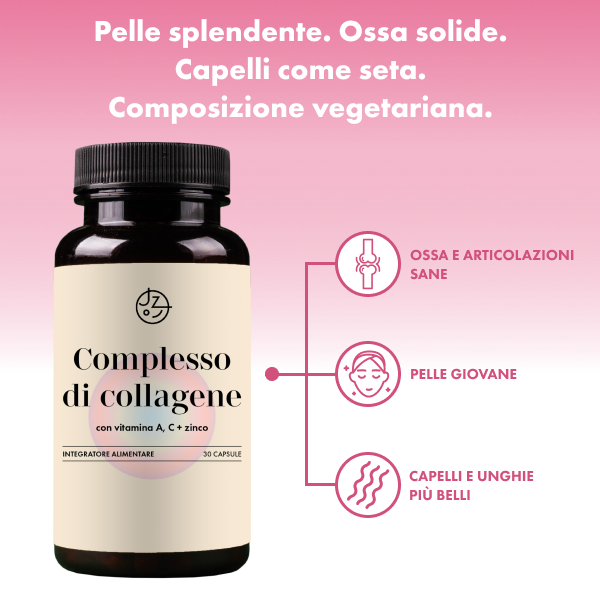 Complesso di collagene con vitamine A & C e zinco (vegetariano) – 30 capsule