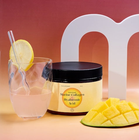 Collagene premium con acido ialuronico, vitamine C ed E (essenza di mango)