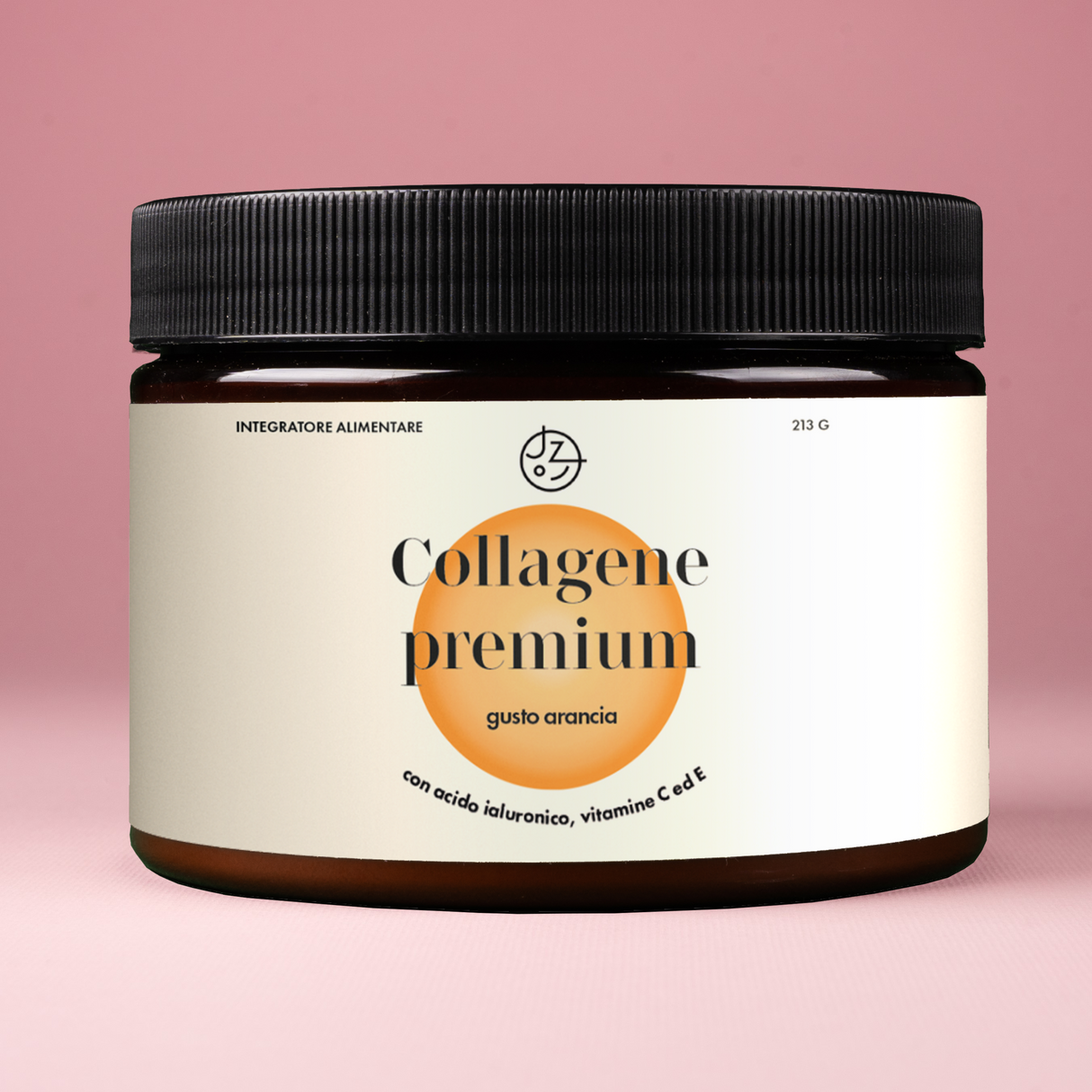 Collagene premium con acido ialuronico e vitamina C ed E (gusto arancia)