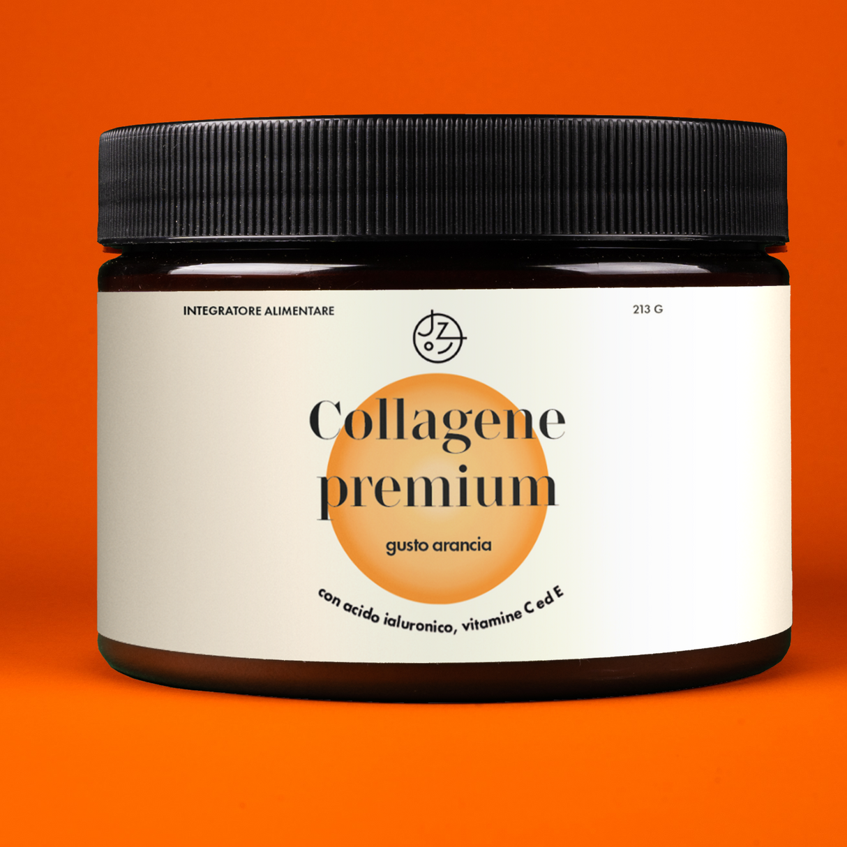 Collagene premium con acido ialuronico e vitamina C ed E (gusto arancia)
