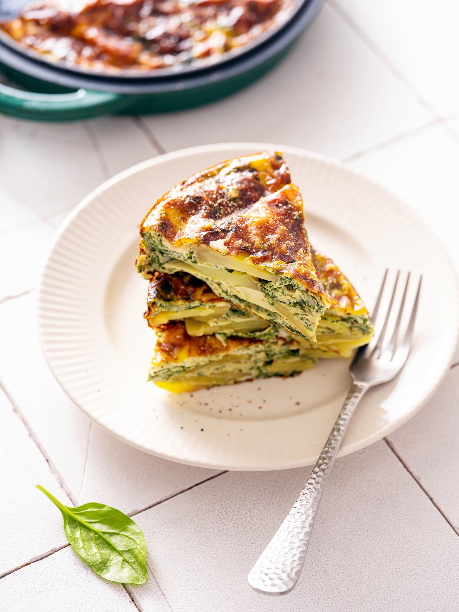 Frittata di patate con spinaci