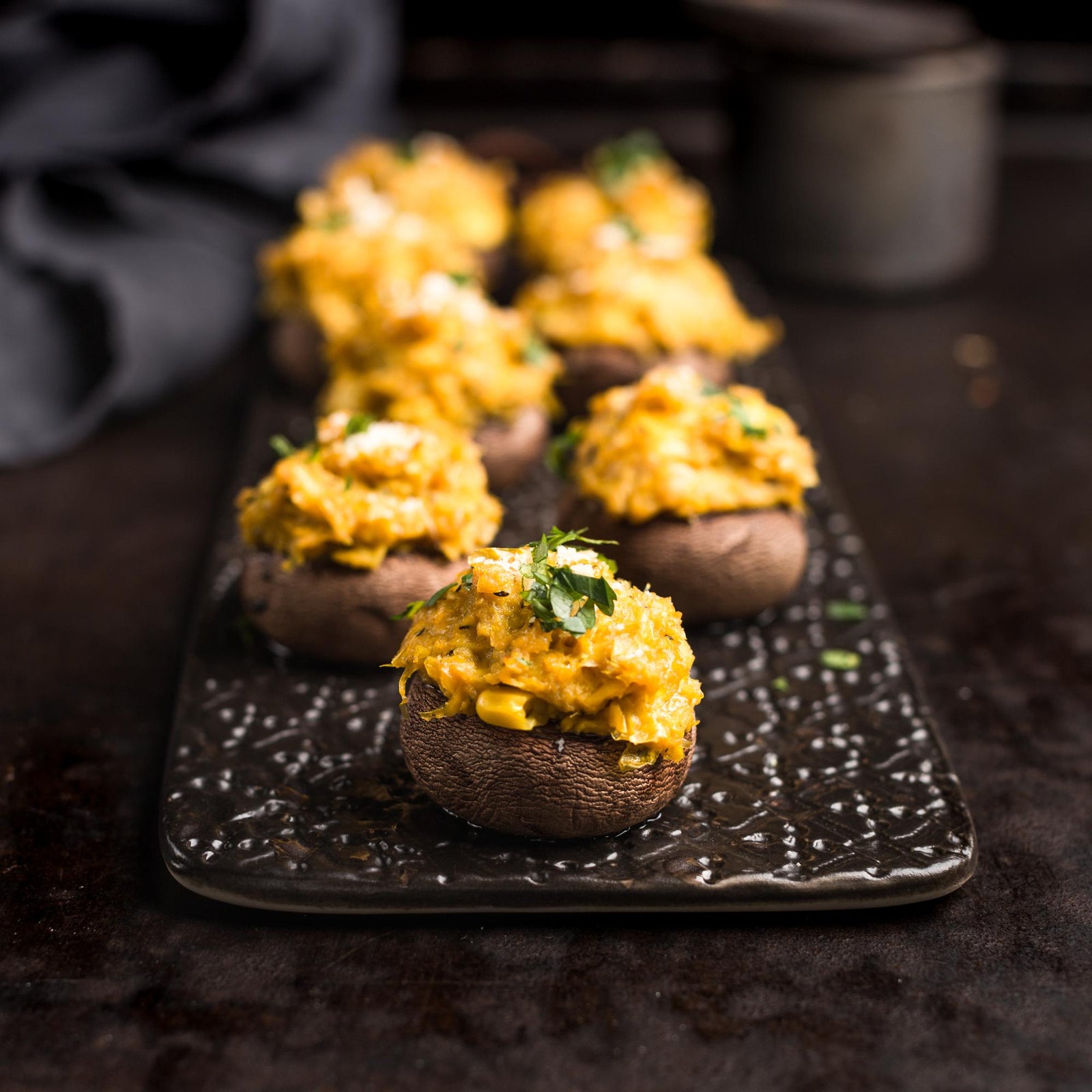 Champignon ripieni di purè di mais