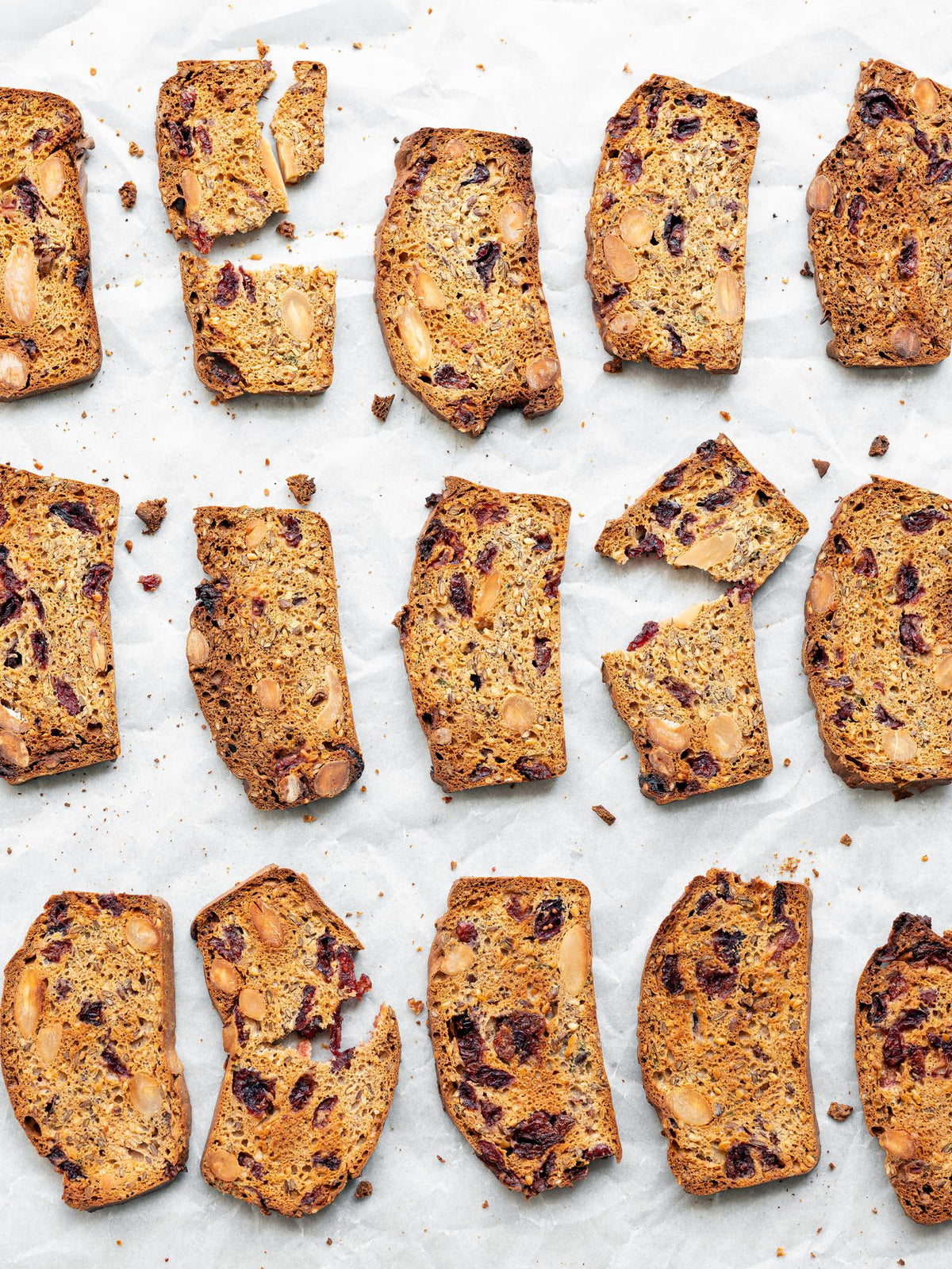 Crackers di pane ai mirtilli rossi