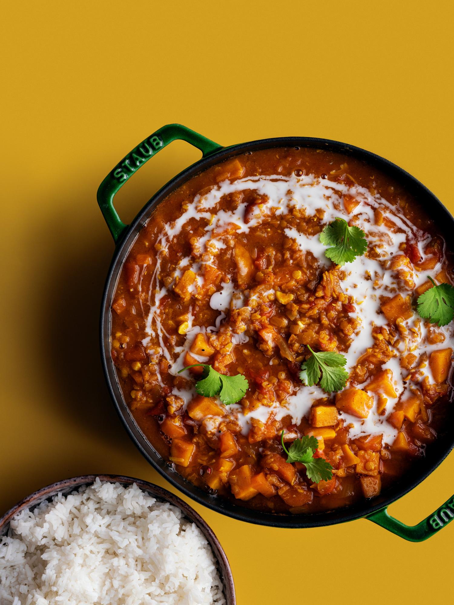 Tikka masala di lenticchie con riso
