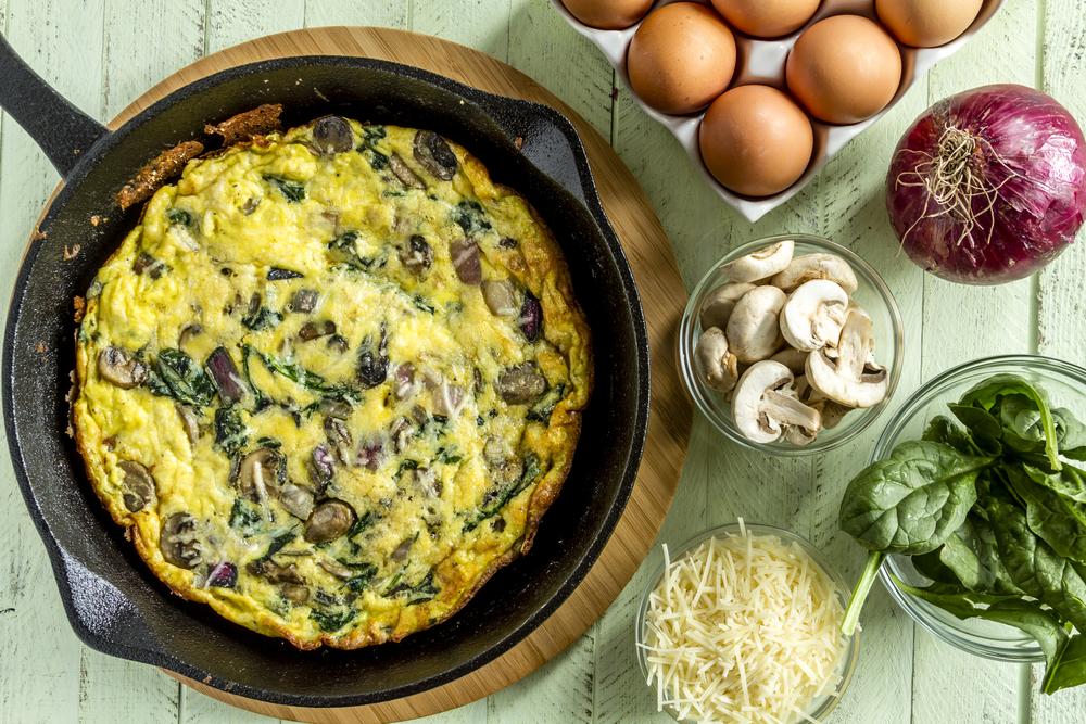 Frittata con spinaci e funghi