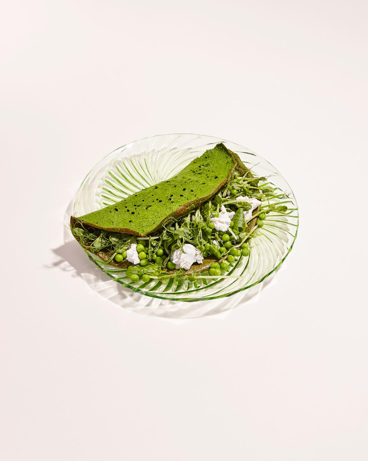 Omelette ai piselli con formaggio di capra