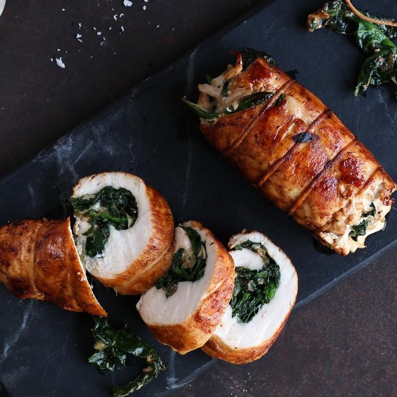 Involtini di pollo ripieni di spinaci e parmigiano