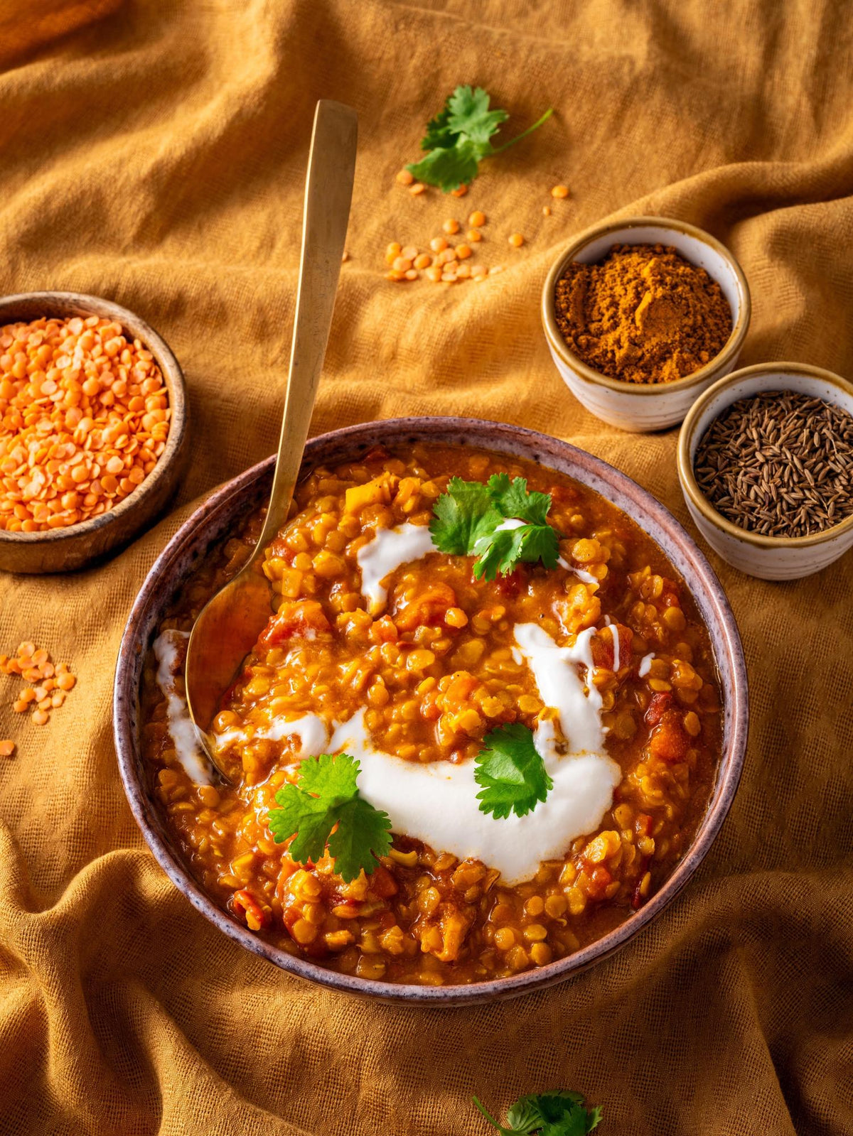 Dal cremoso indiano di lenticchie rosse