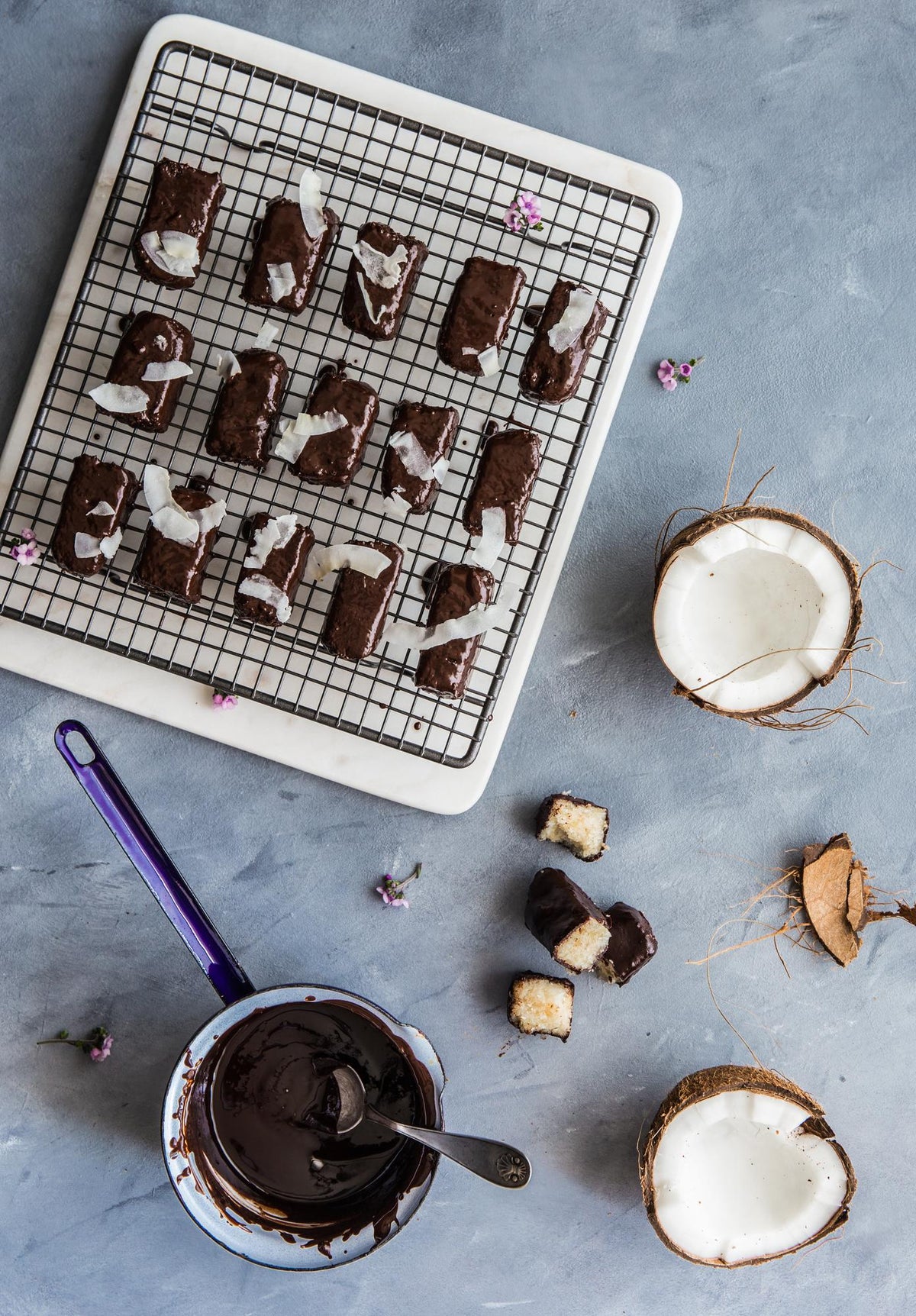 Barrette al cocco ricoperte di cioccolato