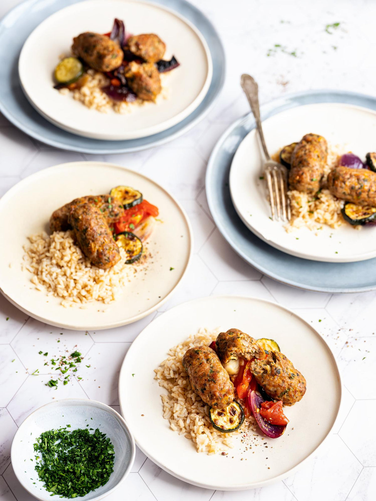 Polpette di tacchino con verdure al forno
