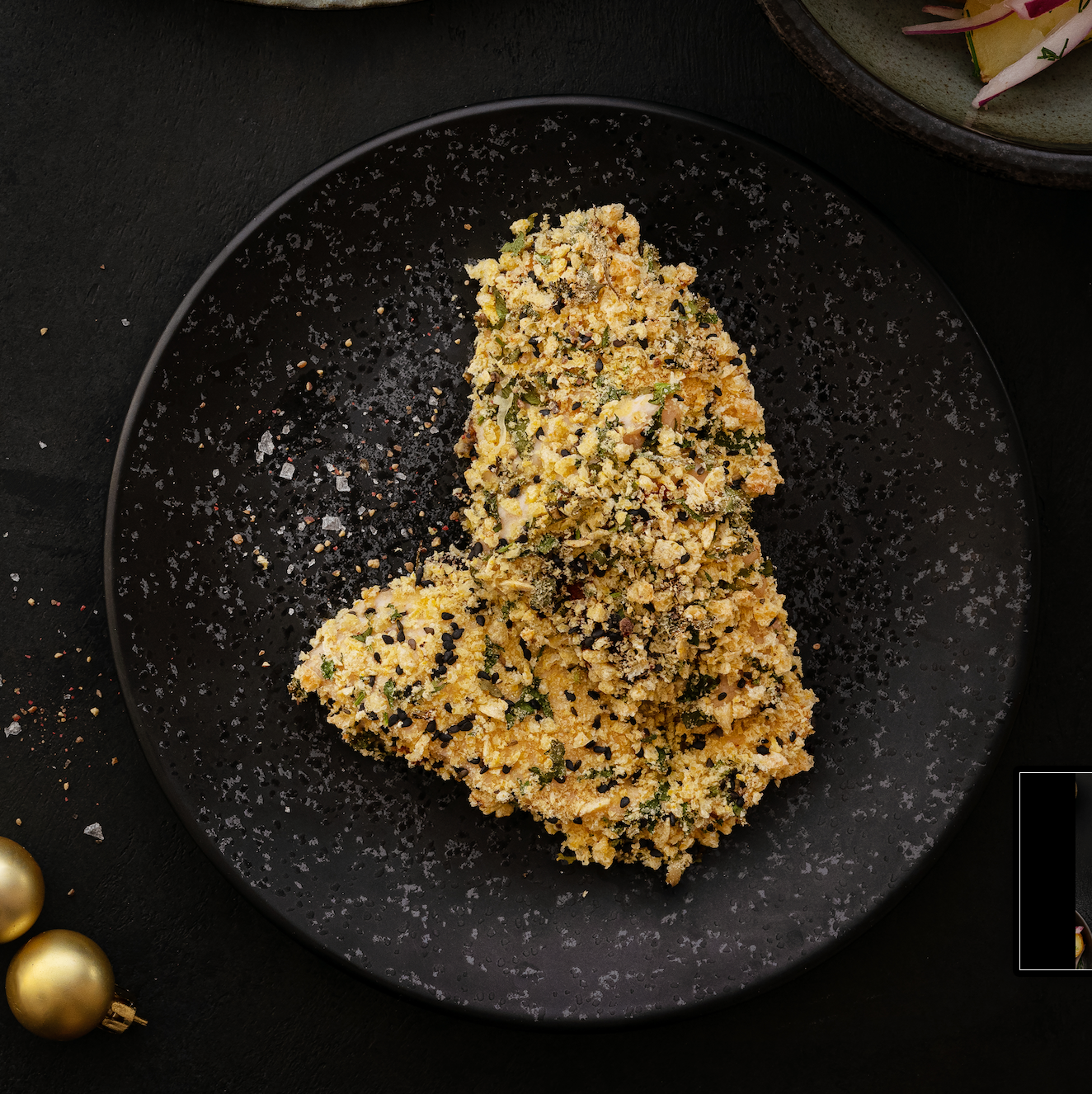 Cotoletta di pollo con pasta miso e coriandolo