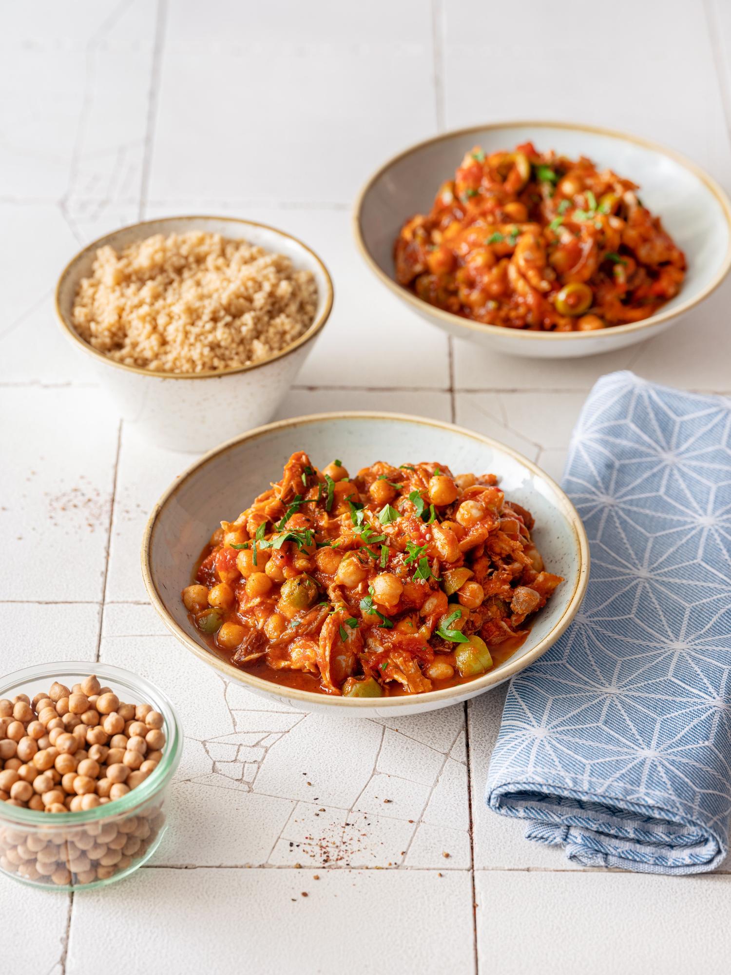 Misto di pollo con ceci e couscous