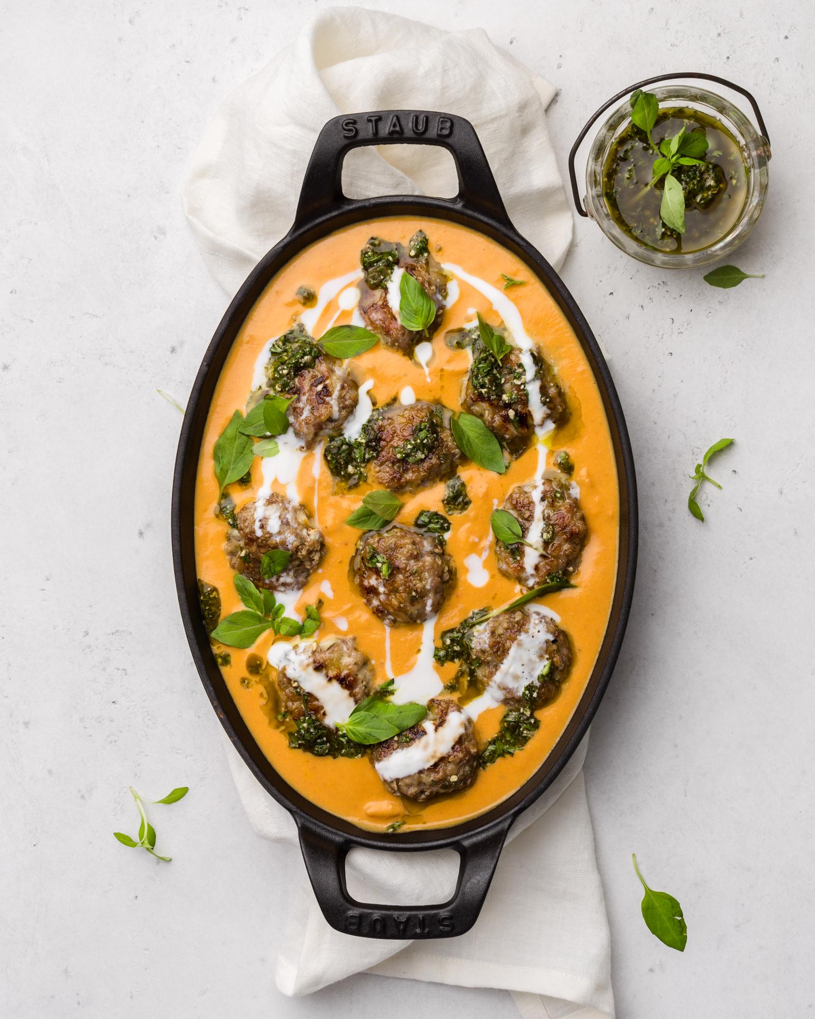 Polpette di carne con salsa di zucca