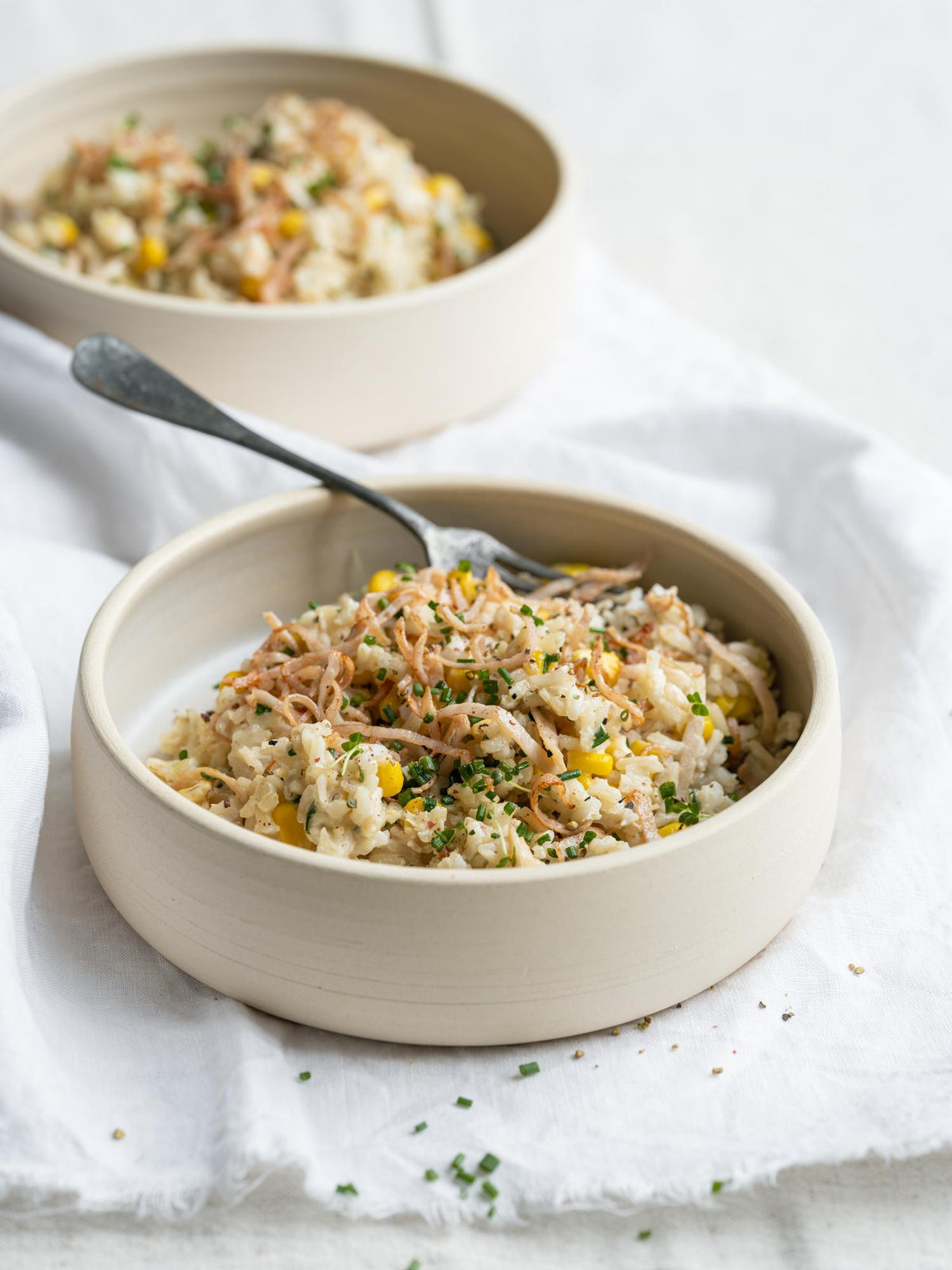 Risotto con mais e prosciutto di pollo