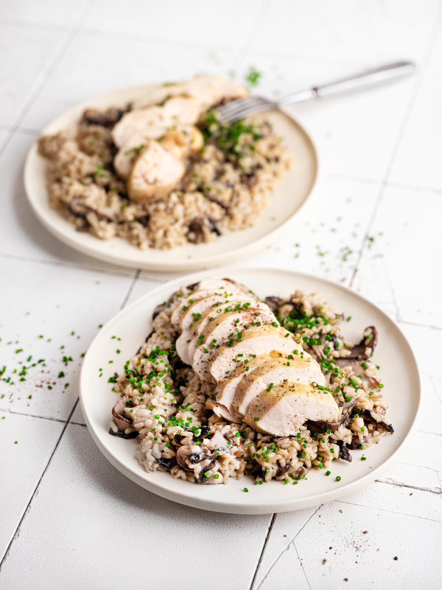 Risotto con funghi e pollo