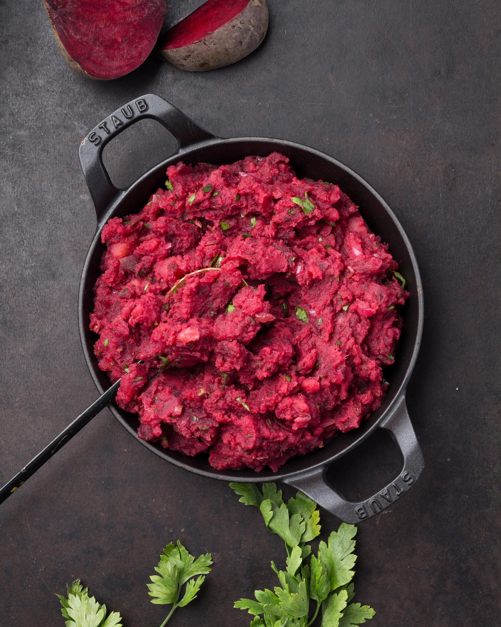 Purè di patate con barbabietola rossa