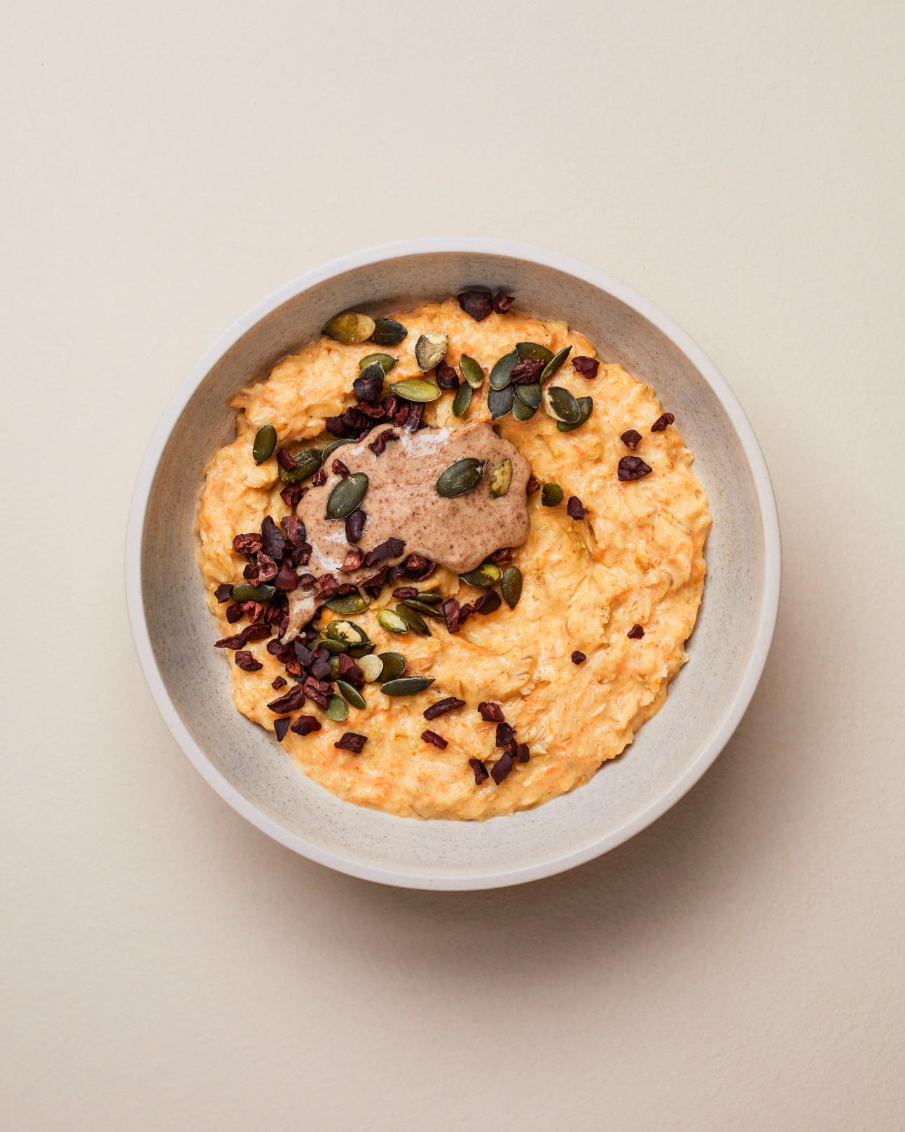 Crema dolce di carote con fave di cacao