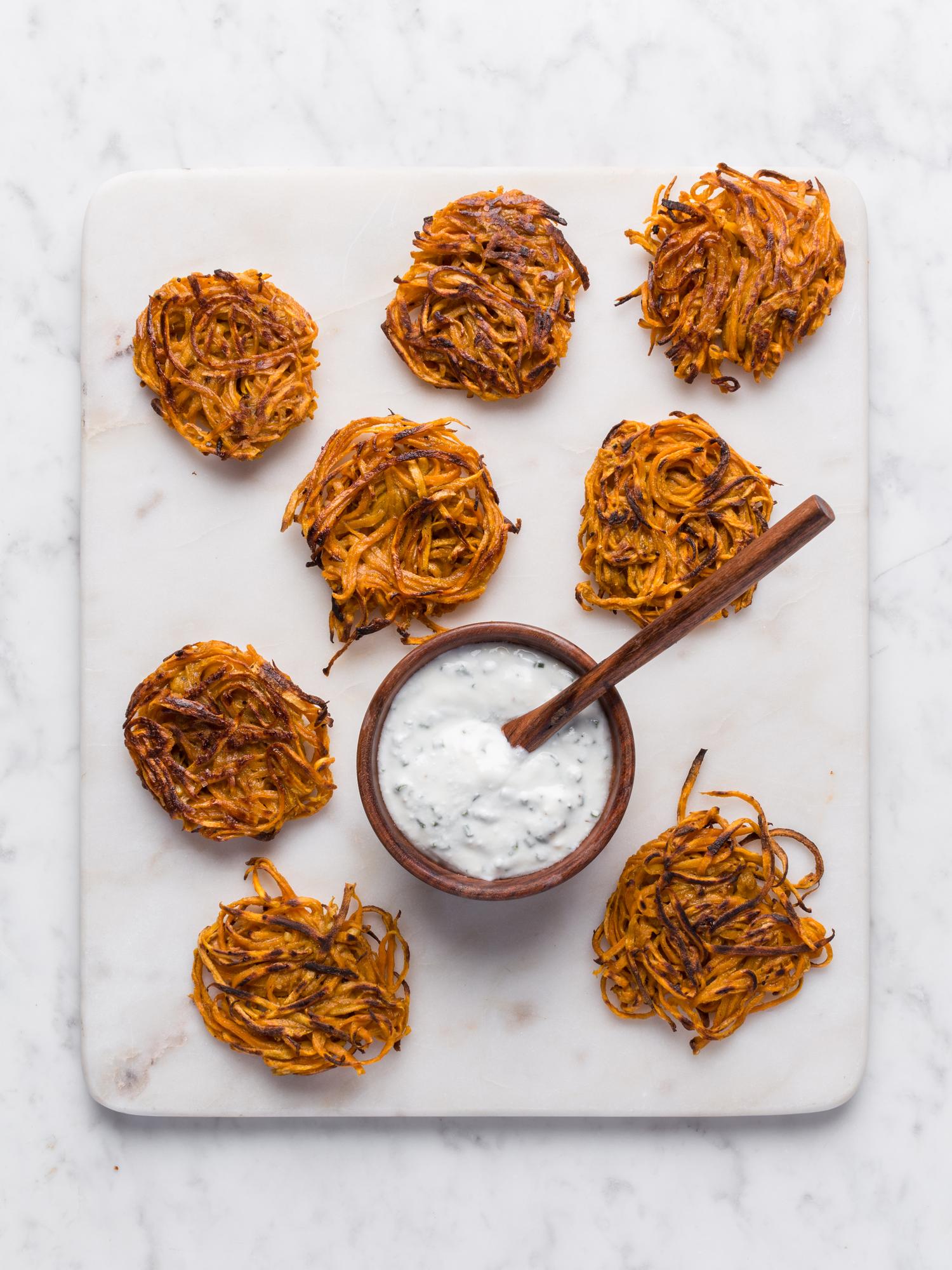 Rösti di patate dolci con dip