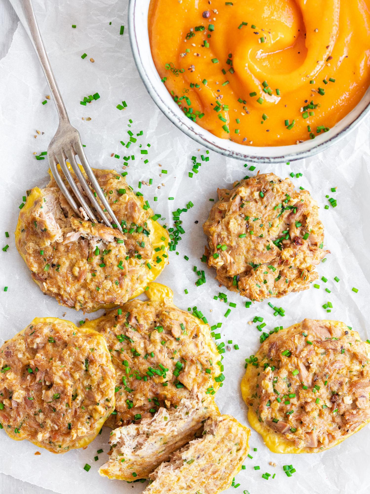 Polpette di tonno con purè di carote e patate