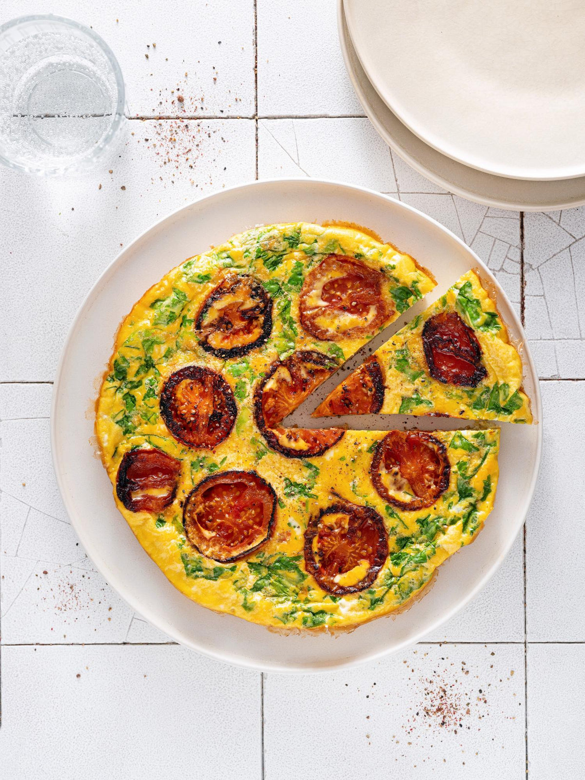 Frittata con pomodori al forno