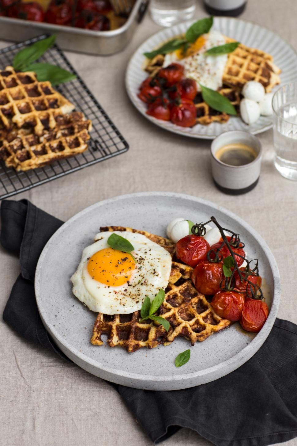 Waffle con basilico
