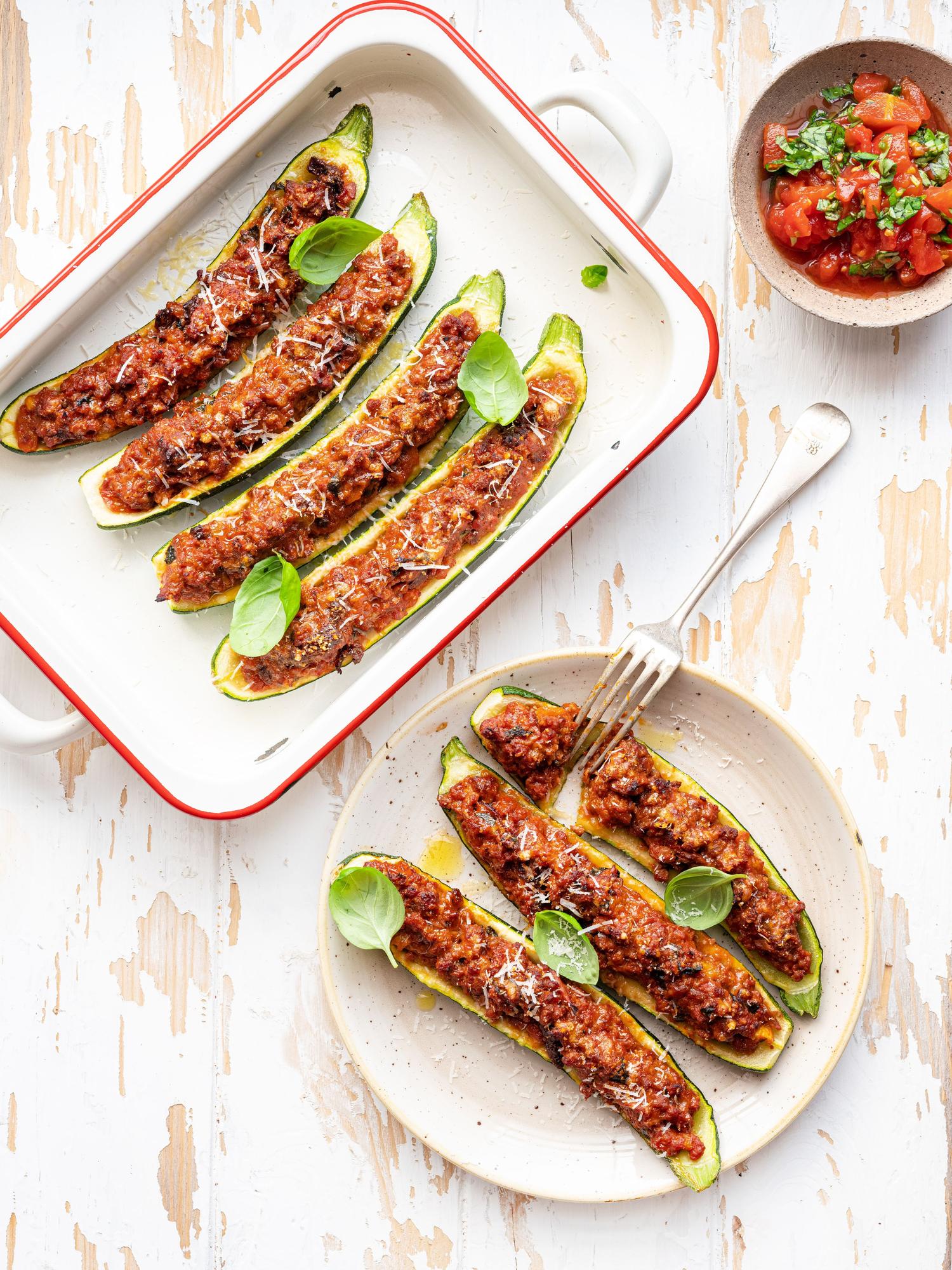 Zucchine ripiene al forno con carne macinata