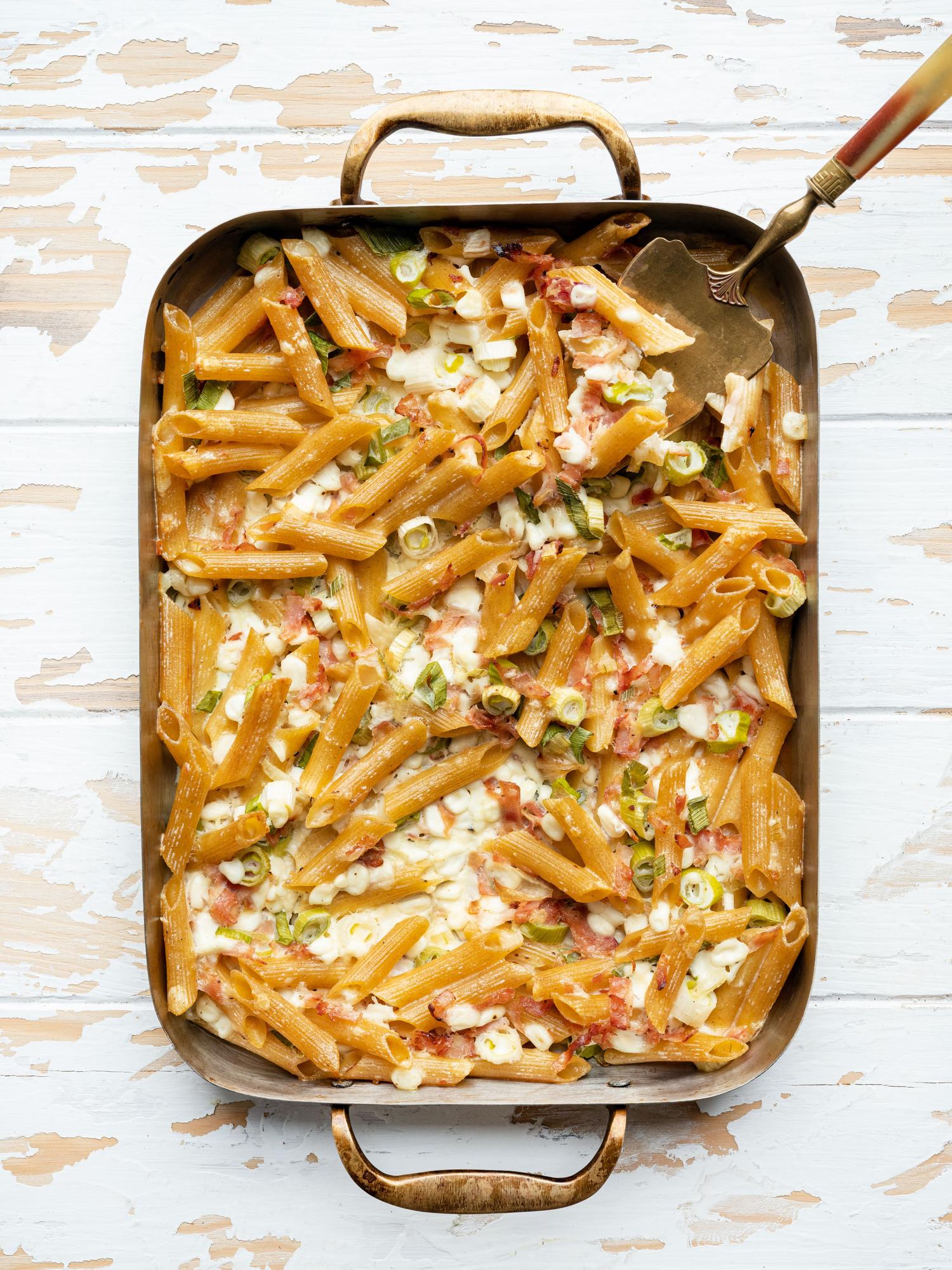 Pasta gratinata con formaggio cottage