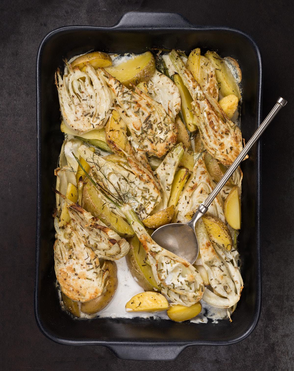 Patate al gratin con finocchio