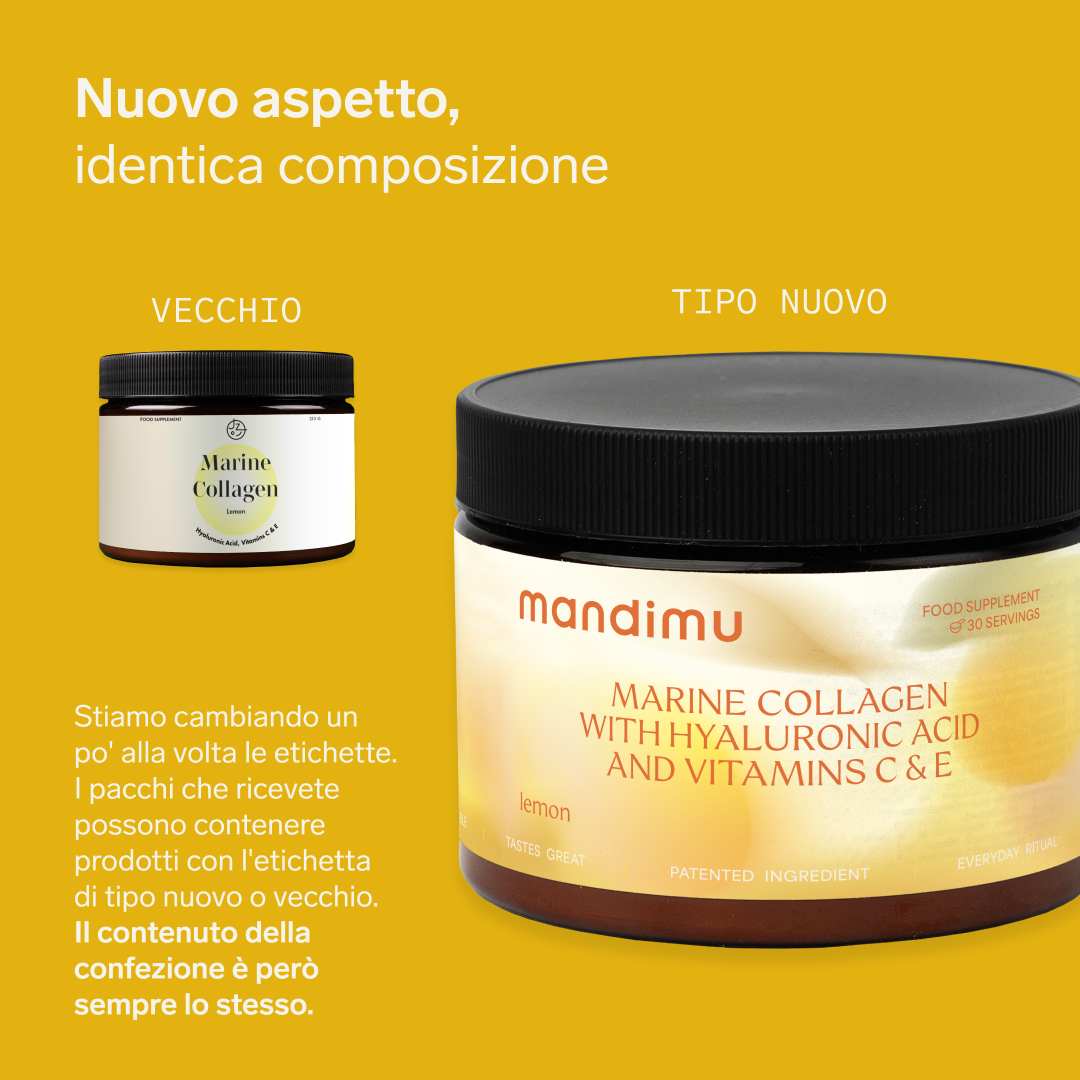 Collagene premium con acido ialuronico e vitamina C ed E (gusto limone)