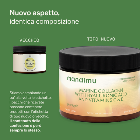 Collagene premium con acido ialuronico e vitamina C ed E (gusto ananas)