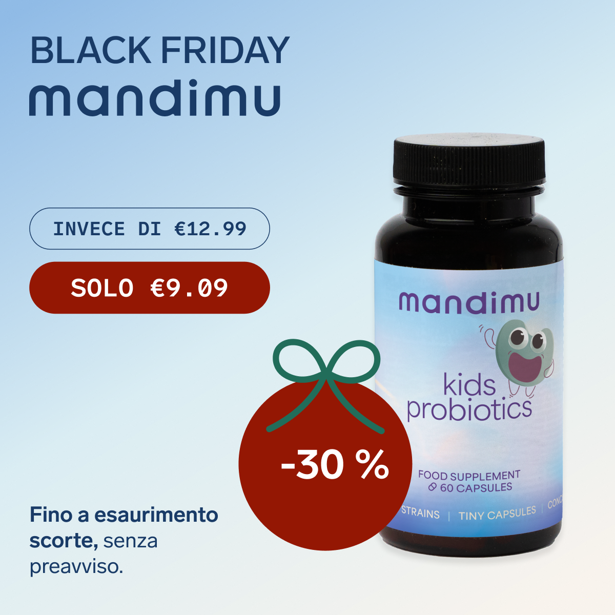 Black Friday – Probiotici per bambini – 60 capsule – €9.09