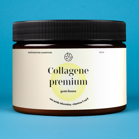 Collagene premium con acido ialuronico e vitamina C ed E (gusto limone)