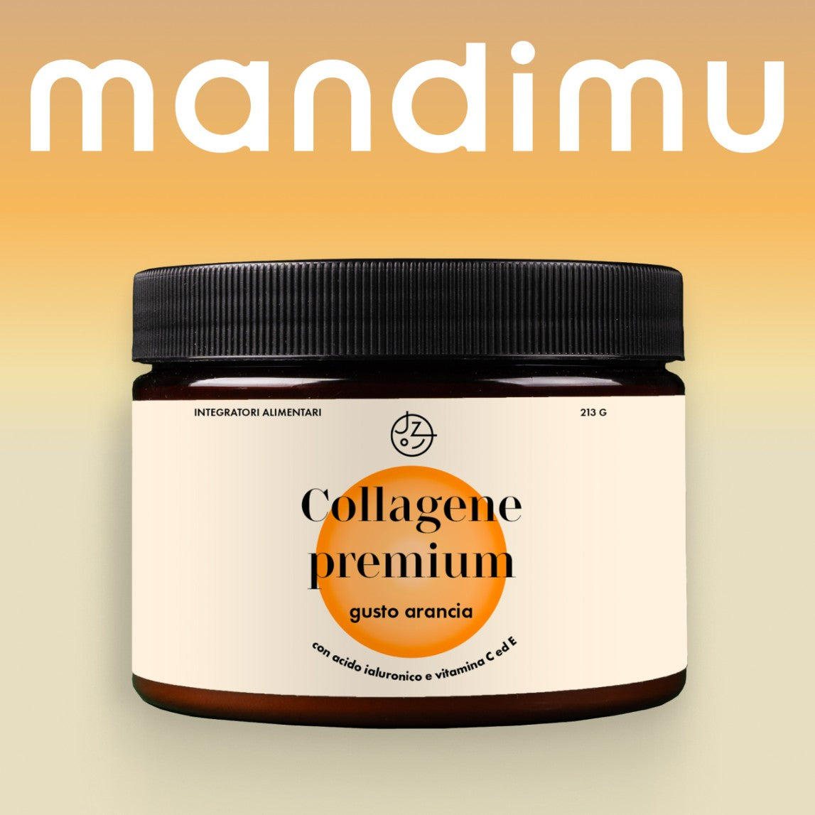Collagene premium con acido ialuronico e vitamina C ed E (gusto arancia)