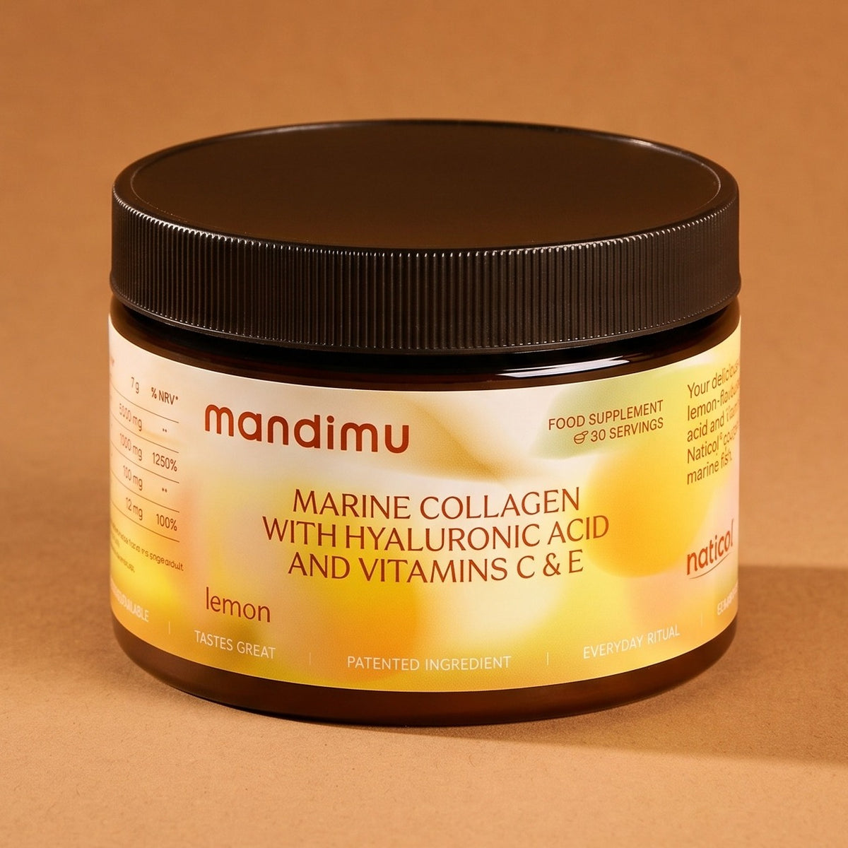 Collagene premium con acido ialuronico e vitamina C ed E (gusto limone)